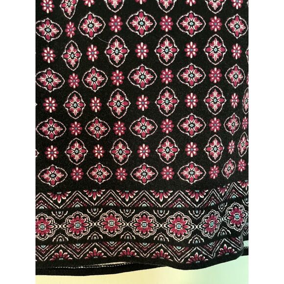 J Jill Black Pink Floral Print Bohochic Business Casual Pullon Skirt Sz S - Picture 4 of 5